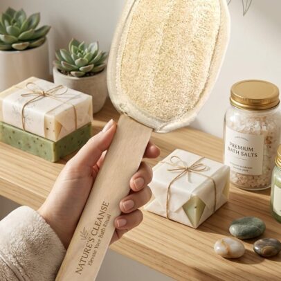 Natural Loofahs — Palm · Long · With Handle